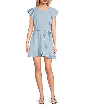 Midnight Doll Flutter Sleeve Double-Hem Fit & Flare Dress Midnight Doll Flutter Sleeve Double-Hem Fit & Flare Dress