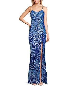 Midnight Doll Patterned Sequin Spaghetti Strap V-Neck Lace Midnight Doll Patterned Sequin Spaghetti Strap V-Neck Lace