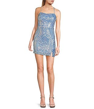 Midnight Doll One Shoulder Pattern Sequin Bodycon Dress