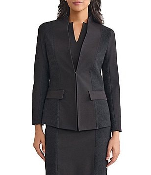 MISOOK Luxe Stretch Ponte Modified Mandarin Collar 3/4