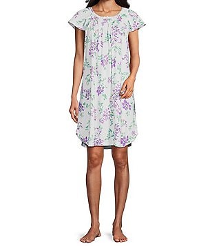 Miss Elaine Cottonessa Knit Floral Short Sleeve Top & Capri Pajama Set