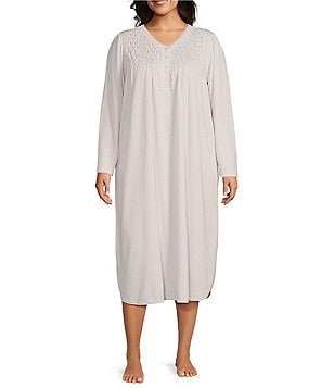 Miss Elaine Plus Size Short Sleeve Jewel Neck Long Nightgown Dillard s