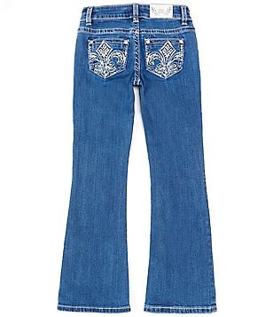 Miss Me Womens Embroidered Stars Flap Pocket Low Rise Bootcut Stretch Jean
