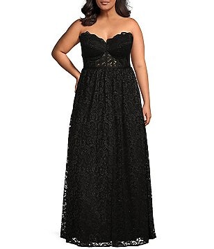 Morgan & Company Trendy Plus Size Lace Corset Gown - Macy's