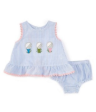 Mud Pie Baby Girls 9-18 Months Long-Sleeve Golf-Themed-Print Top & Pajama  Pant Set