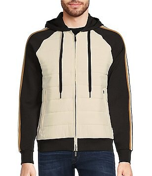 Murano Liquid Luxury Slim Fit Color Block Full-Zip Hooded Vest