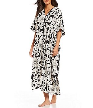 Natori Patio Dresses Caftans Dillards Natori Printed Charmeuse Caftan