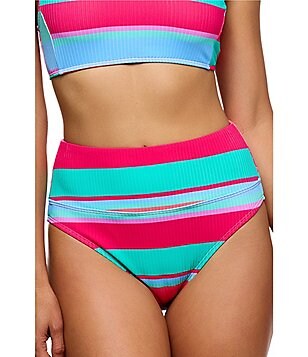 Next by Athena Bermuda Stripe Paddle Out Rib Texture High