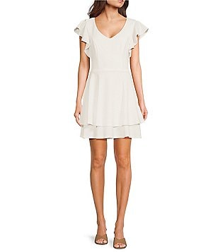 Next Up Sweetheart Neck Cap Sleeve Twist Double Ruffle Hem Next Up Sweetheart Neck Cap Sleeve Twist Double Ruffle Hem