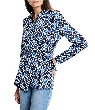 NIC + ZOE Crinkle Colorfield Print Button Down Collar Long NIC + ZOE Crinkle Colorfield Print Button Down Collar Long
