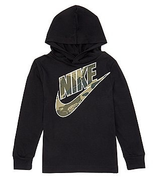 Nike Little Boys 2T 7 Long Sleeve All Over Club Pull Over Hoodie