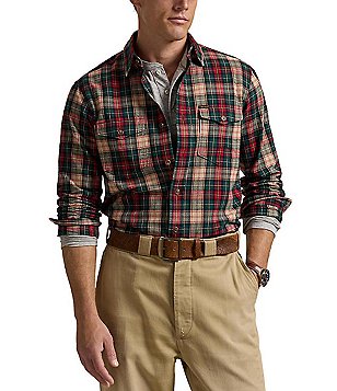 Polo Ralph Lauren Classic-Fit Plaid Brushed Oxford Long