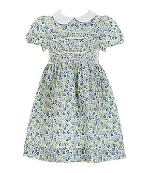 Polo Ralph Lauren Little Girls 2T-6X Short Sleeve Floral Smocked Jersey  Dress