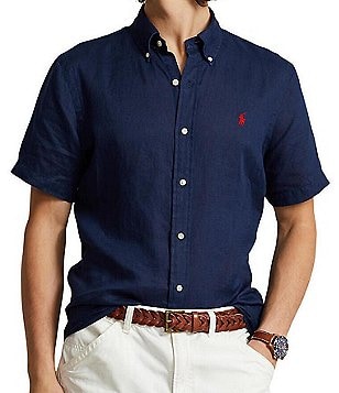 Polo Ralph Lauren Solid Linen Short Sleeve Woven Shirt