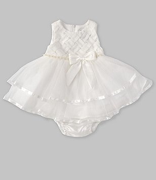 Rare Editions Baby Girls 3-24 Months Floral Embroidered Flutter Sleeve Mesh  Dress