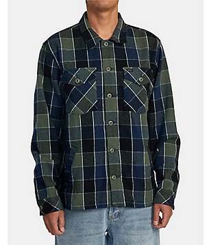 RVCA That ll Work Long Sleeve Yarn Dyed Plaid Flannel Shirt