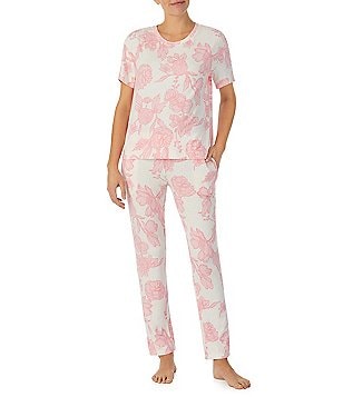 Sanctuary Floral Print Cropped Tank & Long Pants Sweater Knit Pajama Set