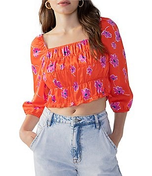 Sanctuary Can't Forget Me Floral Print Stretch Jersey High Waisted