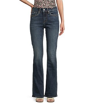 Silver Jeans Co. Women's Avery Curvy Fit High Rise Straight Leg Jeans - Medium Indigo Wash, Power Stretch - View #6