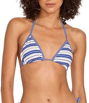 The Daphne Ribbed Bikini Top in Marina Blue