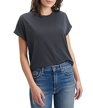 Every Crew Neck Ribbed Short Sleeve Shirttail Hem Tee Shirt