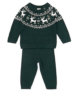 Starting Out Baby Boy 3-24 Months Round Neck Long Sleeve Reindeer Sweater &  Pants Set