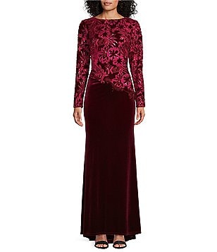 Tadashi Shoji Illusion Boat Neck 3/4 Sleeve Two Tone Floral Lace