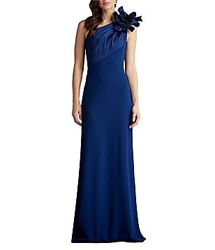 Tadashi Shoji Crepe One Shoulder Drape Twist Knot Gown | Dillard's