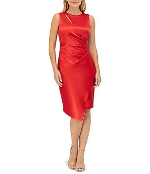 Vince Camuto Metallic Ruched Sheath Asymmetrical Neck Vince Camuto Metallic Ruched Sheath Asymmetrical Neck