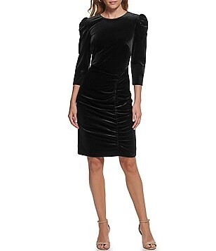 Vince Camuto Long Sleeve Velvet Twist V-Neck Long Sleeve Sheath