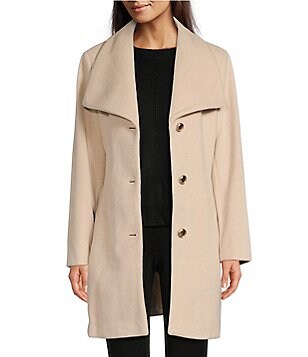 Vince Camuto Double Breasted Faux Fur Collared Military Wool Coat - XL