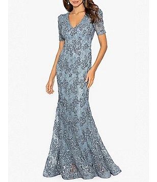 Xscape petite beaded illusion hot sale gown