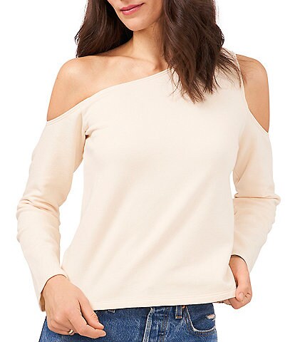 1. STATE Asymmetrical One Shoulder Long Sleeve Pullover Top
