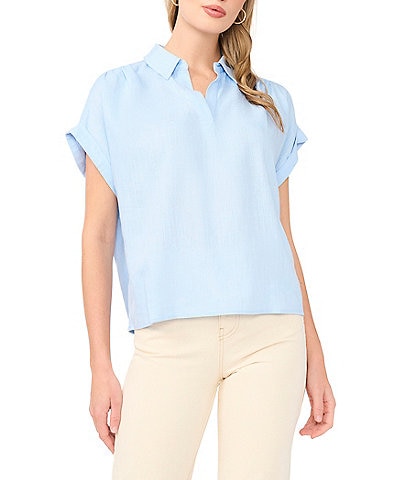 1. STATE Collar Neck Short Sleeve Top
