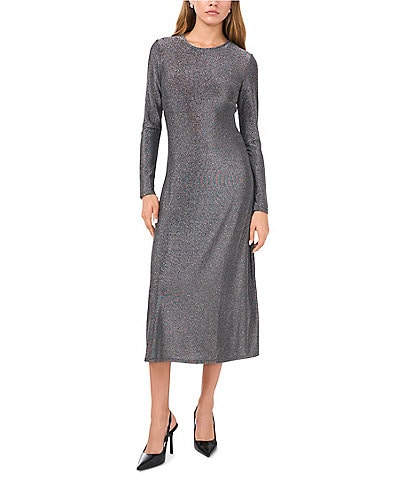 1. STATE Crew Neck Long Sleeve Midi Dress