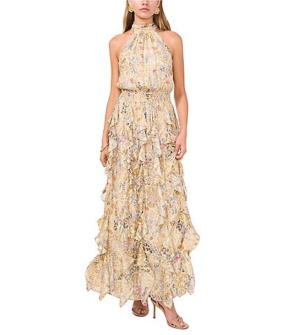 1. STATE Flounce Cascading Cathay Spice Print Maxi Dress