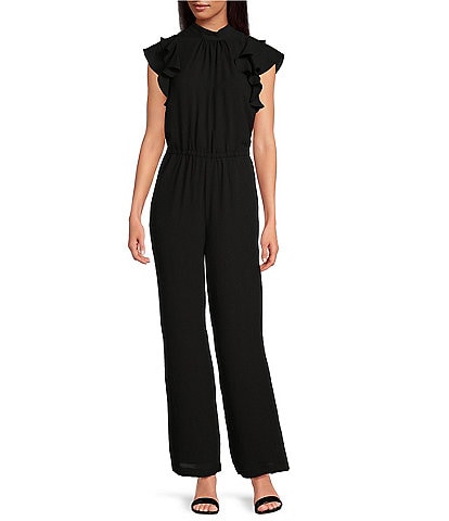 1. STATE Flutter Sleeve Mock Neck Ruffle Jumpsuit