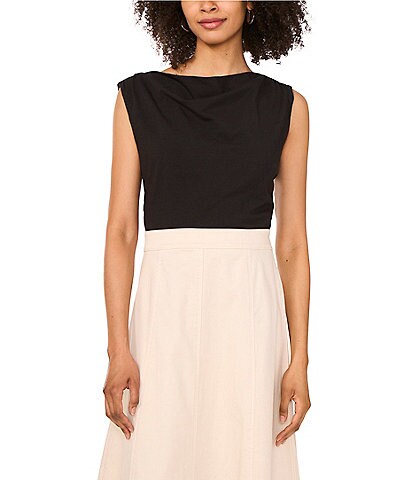 1. STATE Knit Boat Neck Sleeveless Ruched Top