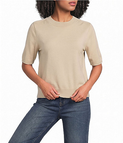 1. STATE Knit Crew Neck Short Sleeve Sweater Top