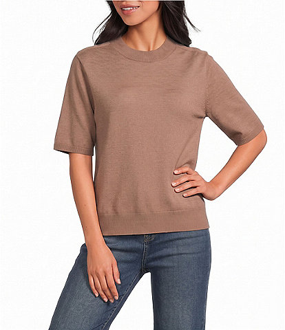 1. STATE Knit Crew Neck Short Sleeve Sweater Top