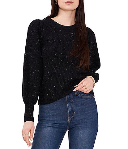 1. STATE Long Puffed Blouson Sleeve Crew Neck Sweater