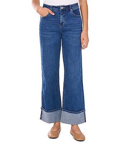 1. STATE Mid Rise Wide Leg Roll Cuff Denim Jeans