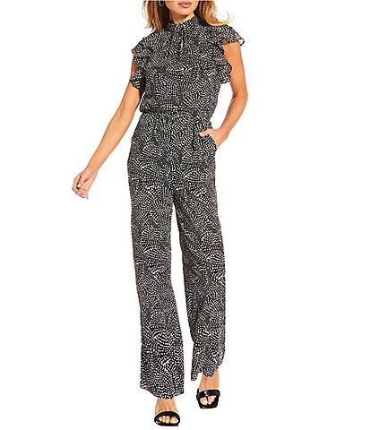 1. STATE Mock Neck Short Flutter Sleeve Jumpsuit