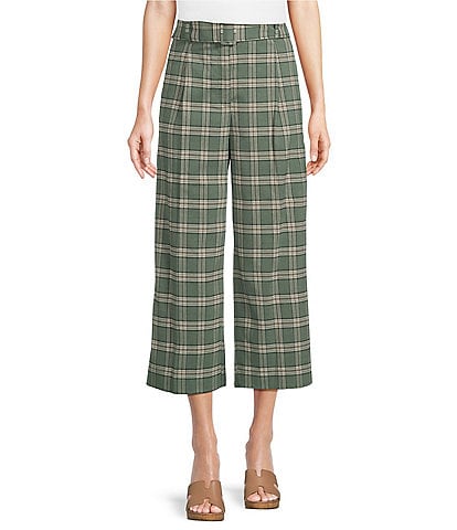 1. STATE Plaid Print Belted Cropped Pants