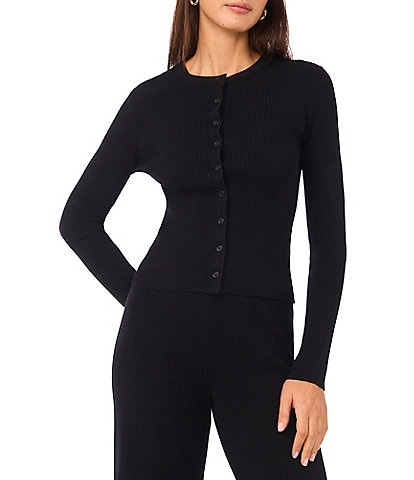 1. STATE Round Neck Long Sleeve Button Down Cardigan