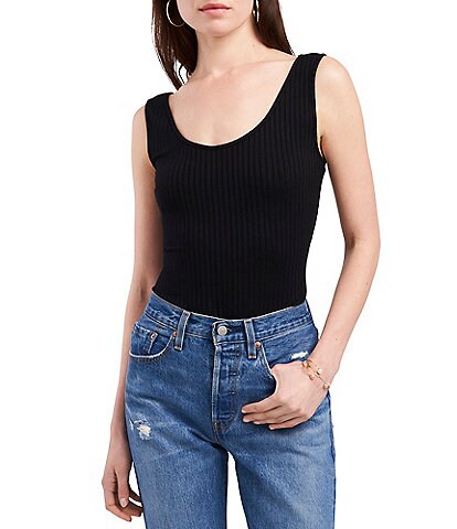 1. STATE Scoop Neck Sleeveless Wide Strap Bodysuit
