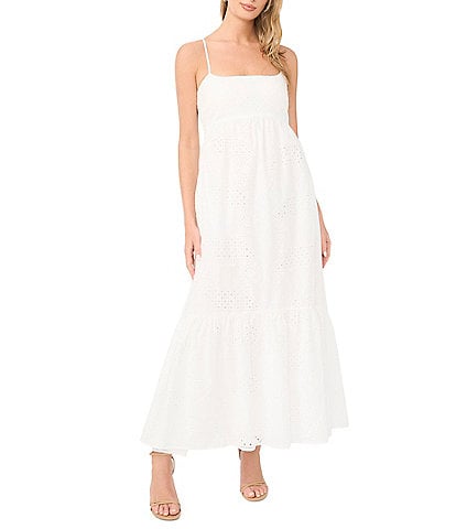 1. State Square Neck Shoulder Strap Sweep Maxi Dress
