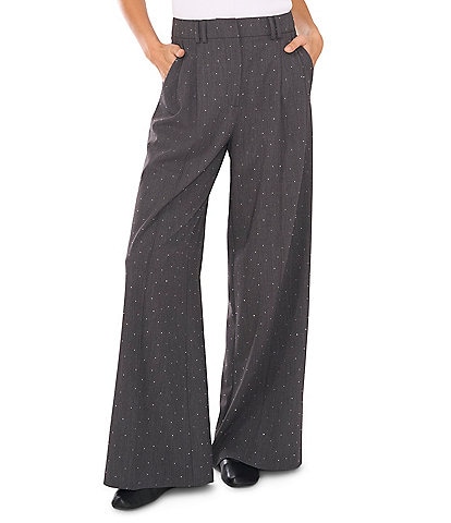 1. STATE Suiting Rhinestone High Rise Pleated Wide Leg Pants