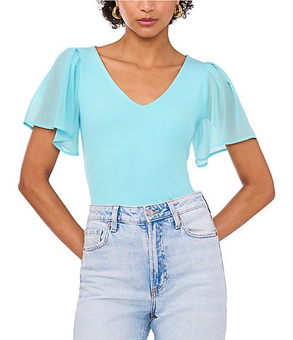 1. STATE Knotted Crew Neck Short Puff Sleeve Top | Dillard's
