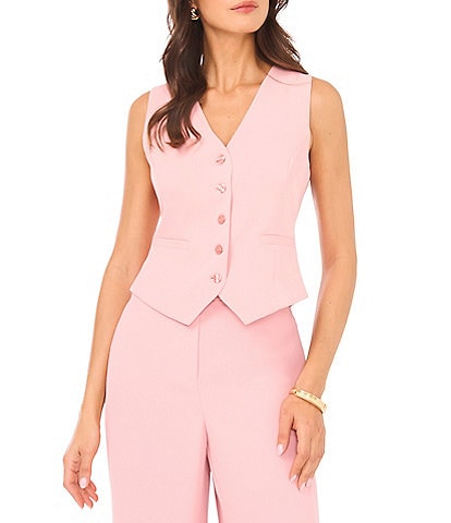 1. STATE V-Neck Sleeveless Button Front Coordinating Vest